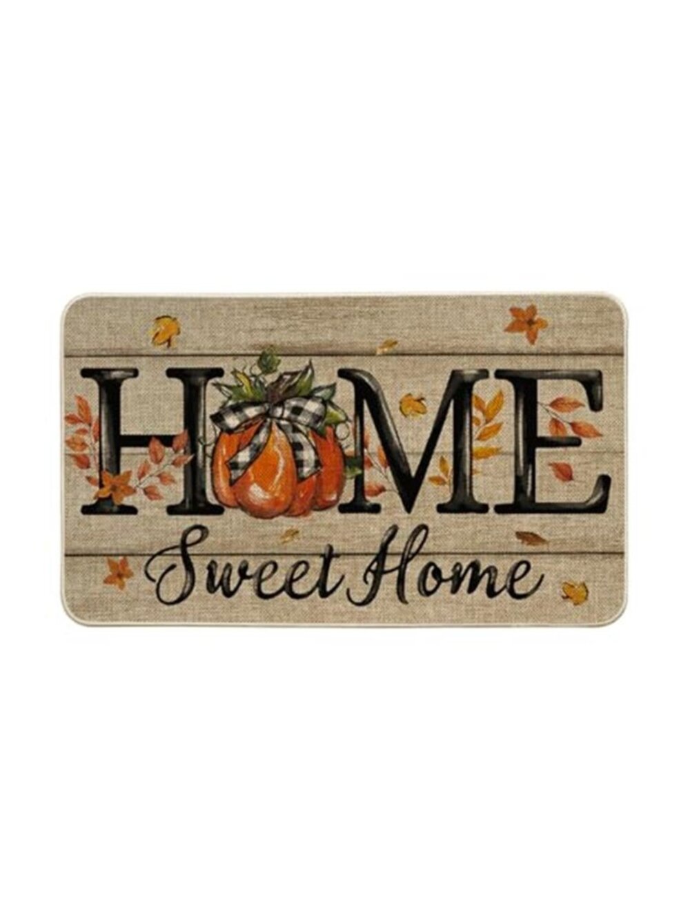 Home Sweet Home Pumpkin Fall Doormat, Autumn Maple Leaves Home